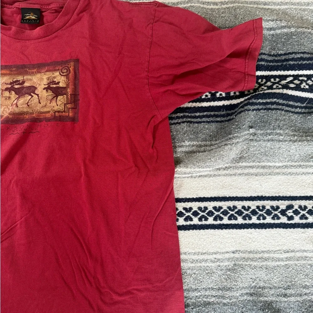 Y2K Vintage Jackson Hole Wyoming Crewneck Red Moose T Shirt Mens XL - Picture 2 of 5